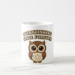 Caneca De Café Retro Owl Overthinking White Mug