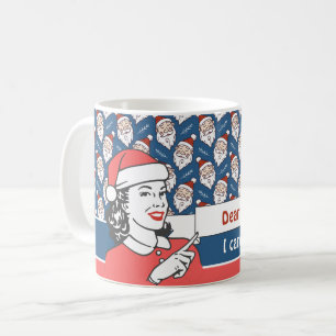 Caneca De Café Retro Papai Noel Vermelho Branco e Azul Natal