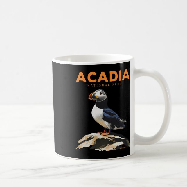 Caneca De Café Retro Parque Nacional Acadia Fraternos Pássaro Atl (Direita)