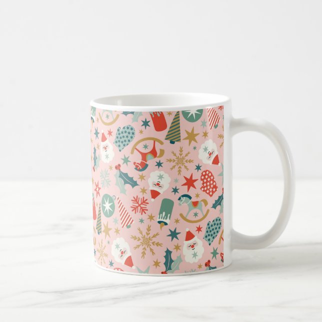 Caneca De Café Retro Pastel Natal (Direita)