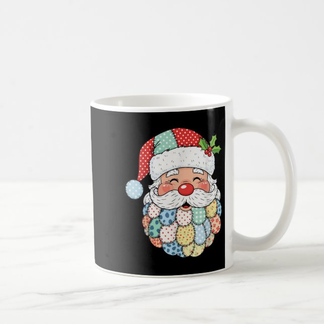 Caneca De Café Retro Patchwork Santa Claus Christmas Preppy Xmas  (Direita)