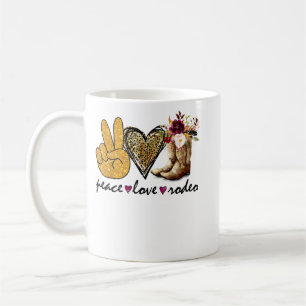 Caneca De Café Retro Peace Love Rodeo Cowboy Boots Western Counte