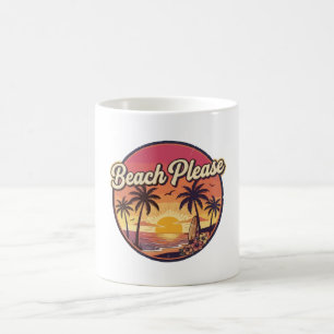 Caneca De Café Retro Praia Por Favor Verão Pôr do Sol Van de Surf