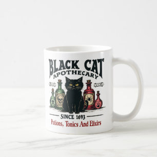 Caneca De Café Retro Preto Assustador Gato-Apoteário Witchy Wicca