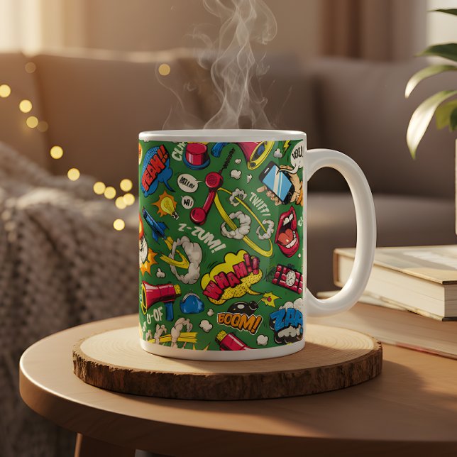 Caneca de Café Retro Quadrinhos Pop Art Boom (Criador carregado)