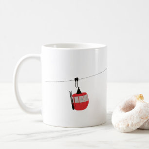 Caneca De Café Retro Red Ski Gondola Lift Personalizado