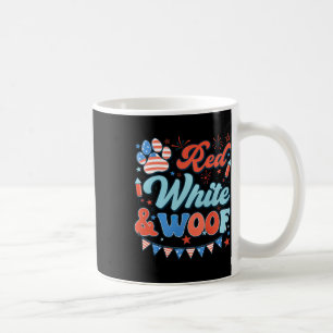 Caneca De Café Retro Red White E Woof USA Flag Dog Paw Happy 4th