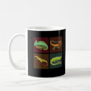 Caneca De Café Retro Répteis Lizard Chameleon Iguana