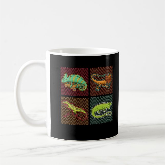 Caneca De Café Retro Répteis Lizard Chameleon Iguana (Esquerda)
