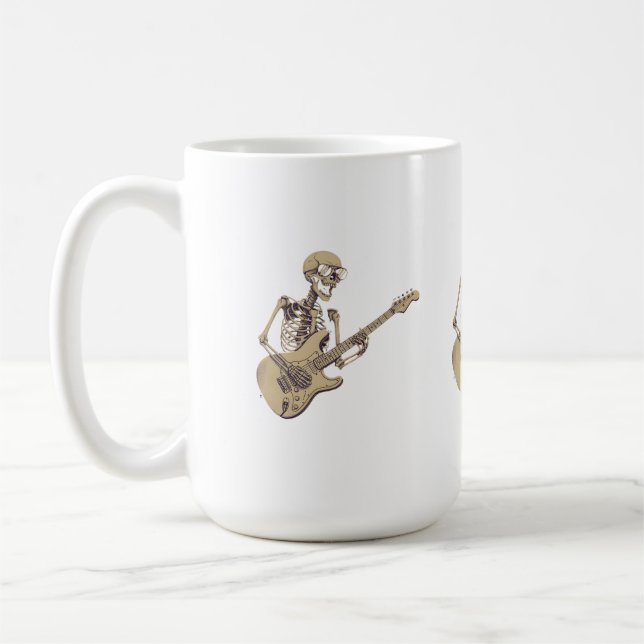 Caneca De Café Retro Rock Skeleton Guitar Graphic (Esquerda)