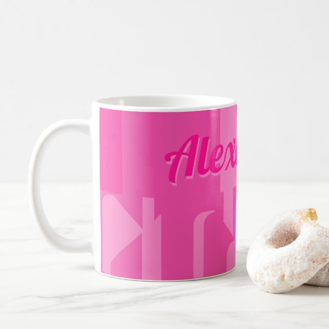Caneca De Café Retro Rosa Quente Personalizado (Com Donut)
