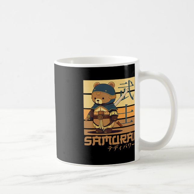 Caneca De Café Retro Samurai Ursinho de Arte Japonesa Perfeito pa (Direita)