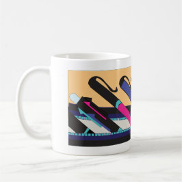 Caneca De Café retro school pencil case design 
