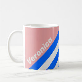 Caneca De Café Retro Sea Kiss Stripes with Name