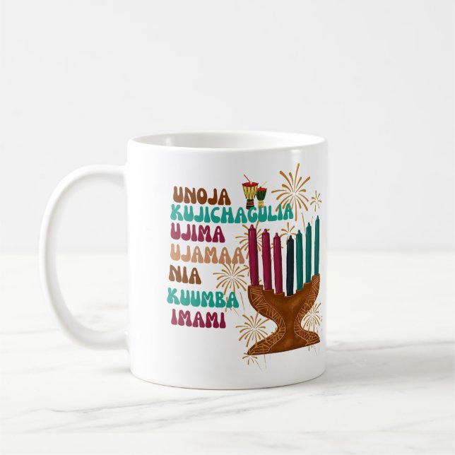 Caneca De Café Retrô sete princípios de Kwanzaa (Esquerda)