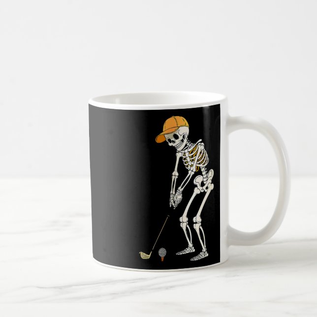 Caneca De Café Retro Skeleton Golf Halloween Golfer Player F (Direita)