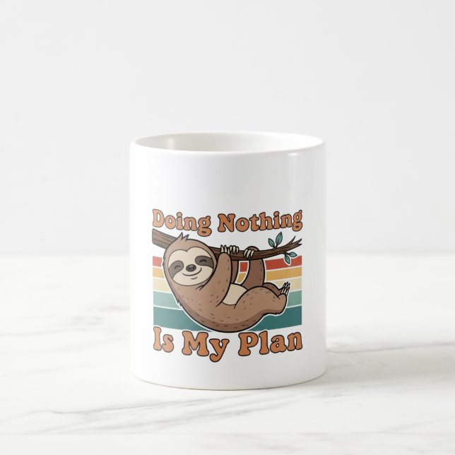 Caneca De Café Retro Sloth Doing Nothing White Coffee Mug (Centro)