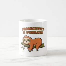 Caneca De Café Retro Sloth Productivity Humor White Mug