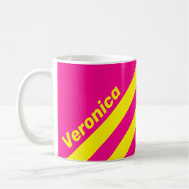 Caneca De Café Retro Sol Brilhante Três Listras com Nome