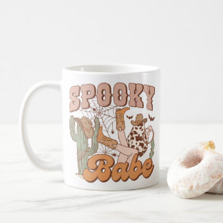 Caneca De Café Retro "Spooky Babe" Estética Ocidental