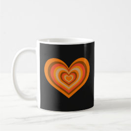 Caneca De Café Retro Striped Heart Mug - Orange on Black