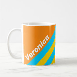 Caneca De Café Retro Summer Beach Stripes with Name