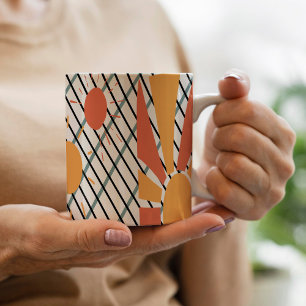 Caneca De Café Retro Sun red orange blue black & white decorative