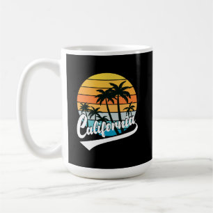 Caneca De Café Retro Sunset E Palmeiras Canugo Da Califórnia