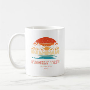 Caneca De Café Retro sunset Family trip Beach Palm Tree Match