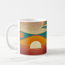 Retro Sunset Lines Aesthetic Classic Coffee Mug
