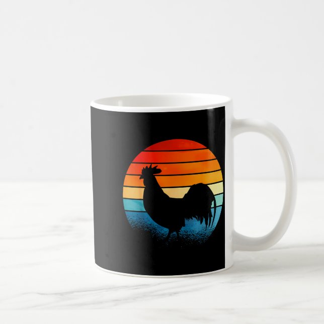 Caneca De Café Retro Sunset Rooster Chicken Lover  (Direita)