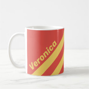 Caneca De Café Retro Surf Pôr do Sol Três Listras com Nome