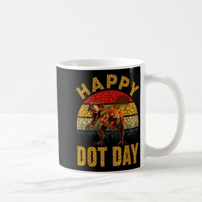 Caneca De Café Retro T Rex Amantes de Dinossauros Bolinhas Feliz  (Direita)