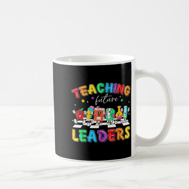 Caneca De Café Retro Teaching Future Leaders Groovy Teacher Back  (Direita)