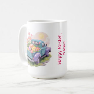 Caneca De Café Retro Teal & Purple Truck with Easter Eggs