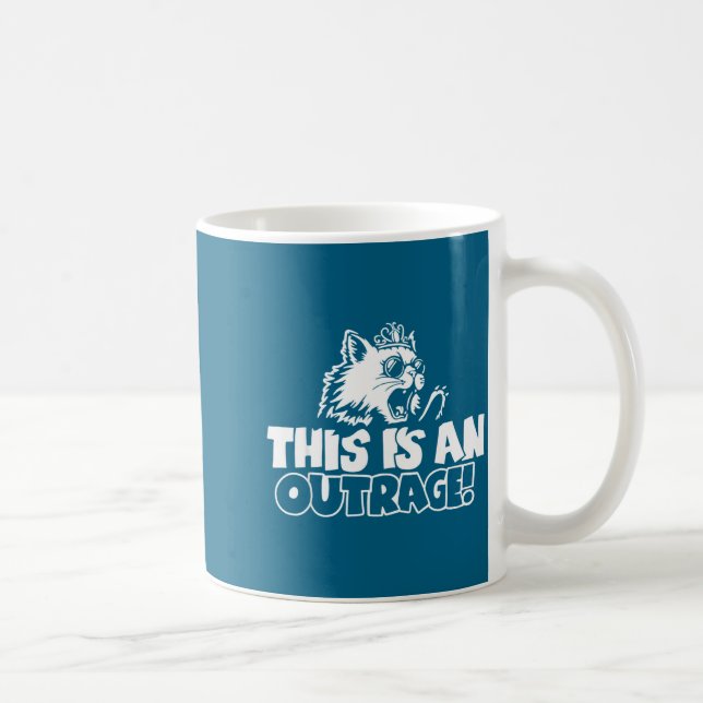 Caneca De Café Retro This Is An Outrage Quote Meme Cat Cute Funny (Direita)