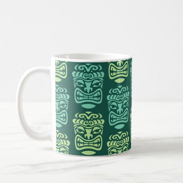 Caneca De Café Retro Tiki Beach Bar Pattern (Esquerda)