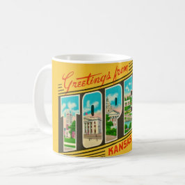 Caneca De Café Retro Topeka Kansas Saudação Mug