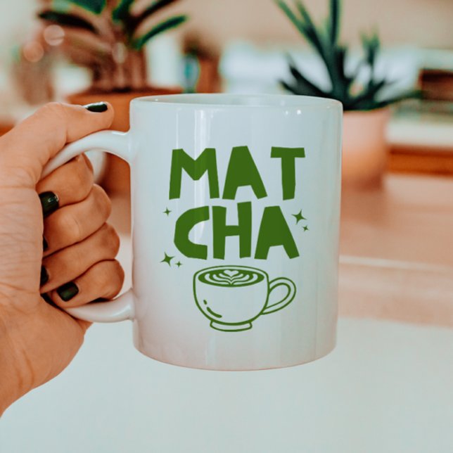 Caneca De Café Retro Trendy Verde Amante de Matcha Doodle (Criador carregado)