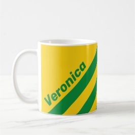 Caneca De Café Retro Tropical Banana Três Listras com Nome