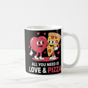 Caneca De Café Retro Tudo Que Você Precisa É Amor E Pizza Engraça