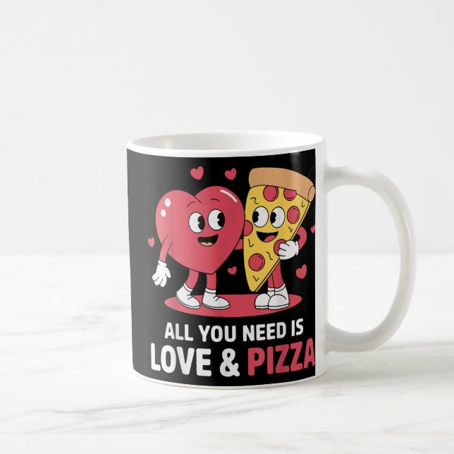 Caneca De Café Retro Tudo Que Você Precisa É Amor E Pizza Engraça (Direita)