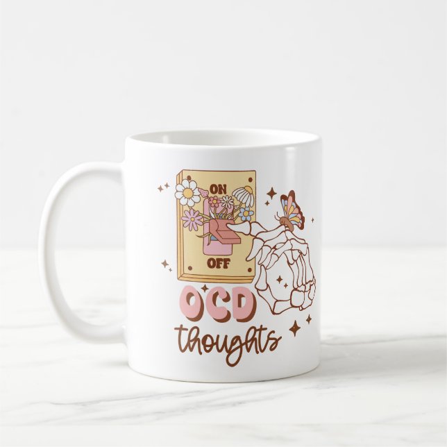 Caneca De Café  Retro “Turning Off OCD” Mental Health Awareness (Esquerda)