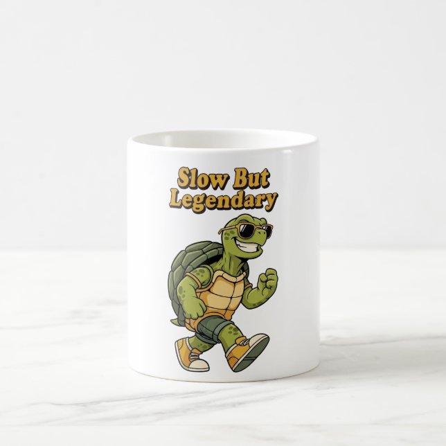 Caneca De Café Retro Turtle Legendary Calm White Mug (Centro)