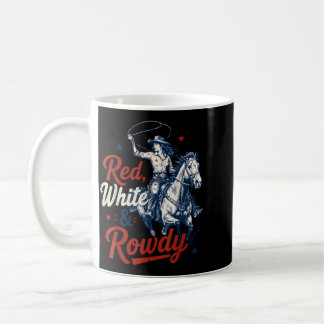 Caneca De Café Retro Vermelho Branco E Turbulento Rodeio De 4 De 
