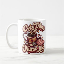 Caneca de Café Retro Vida de Enfermeira e Vibraçõe