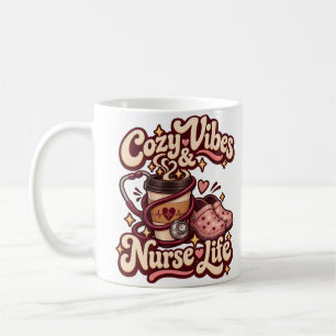 Caneca de Café Retro Vida de Enfermeira e Vibraçõe
