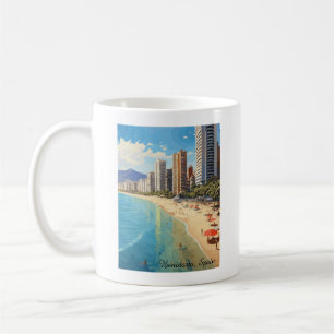 Caneca De Café Retro Vintage Benidorm Espanha Viagem Mediterrâneo