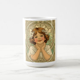 Caneca De Café retro vintage child with flowers