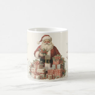 Caneca De Café Retro Vintage Papais noeis Holly Feliz Natal